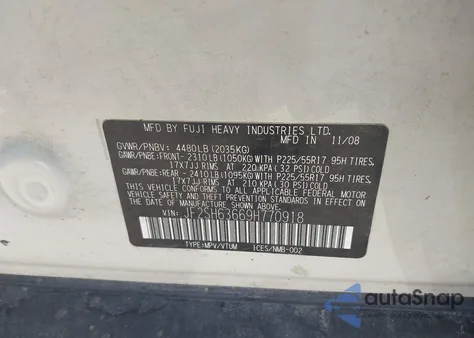 2009 Subaru Forester 2.5X from USA, damaged, VIN JF2SH63669H770918